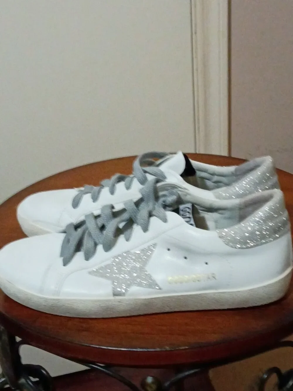 Golden Goose Women's Superstar White Leather Glitter Star Low Top Sneakers 39 - Picture 11 of 15